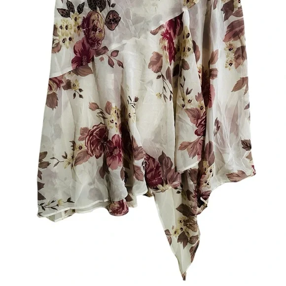 Vintage 90s Cowl Neck Dress Asymmetric Beaded Sequin Feminine Romantic - Picture 3 of 9